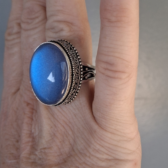 New Rainbow Dichroic Glass 925 Silver Ring.  - Picture 5 of 16